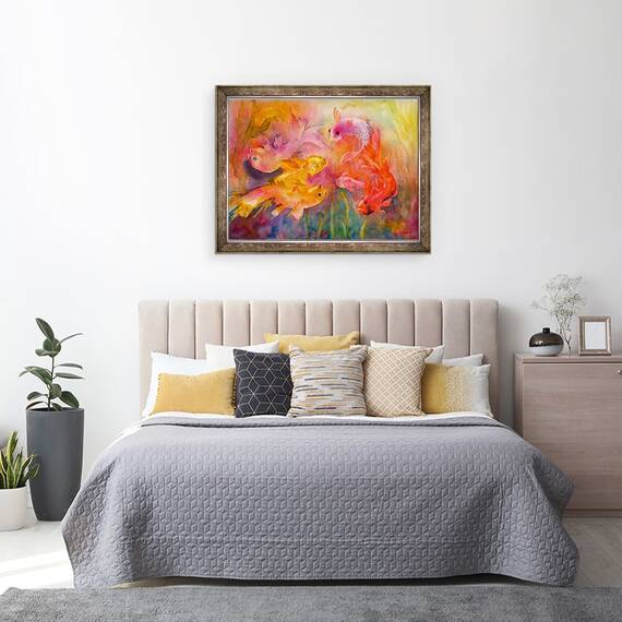 Tablou inramat - Neela Pushparaj - Fish Frolic, 60 x 80 cm - 3- Roveli