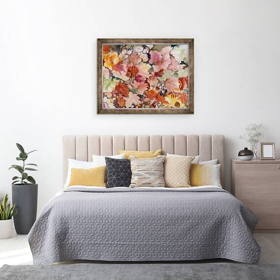Tablou inramat - Neela Pushparaj - Frunze de toamna si flori, 60 x 80 cm - 3- Roveli