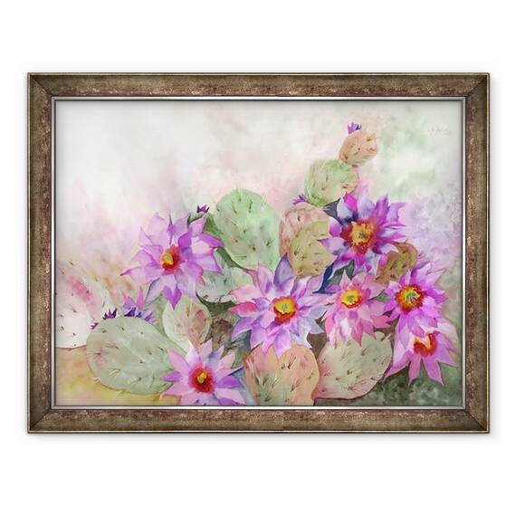Tablou inramat - Neela Pushparaj - gradina cactus, 60 x 80 cm - - Roveli
