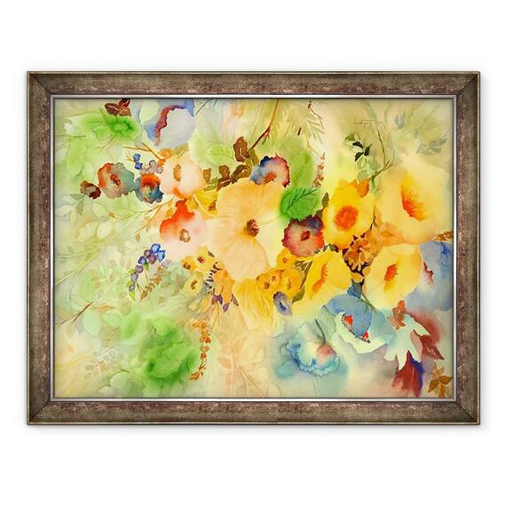 Tablou inramat - Neela Pushparaj - Hibiscus auriu, 60 x 80 cm - - Roveli