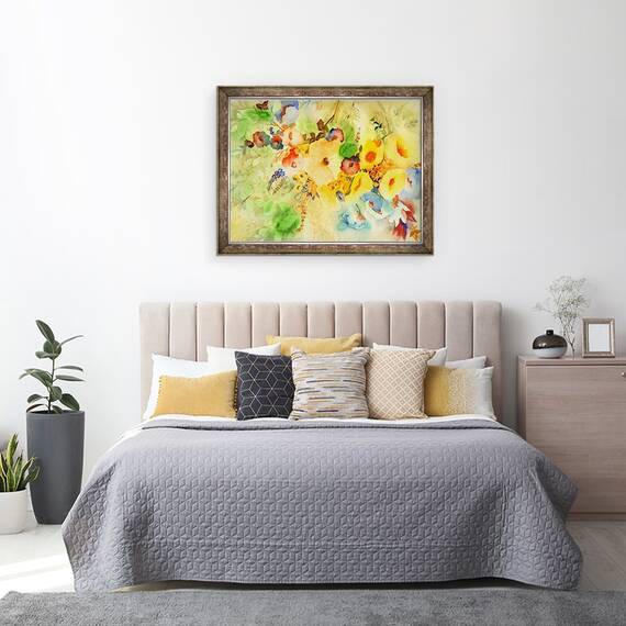 Tablou inramat - Neela Pushparaj - Hibiscus auriu, 60 x 80 cm - 3- Roveli