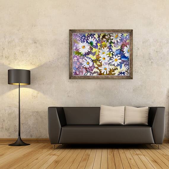 Tablou inramat - Neela Pushparaj - Margarete albe, 60 x 80 cm - 2- Roveli