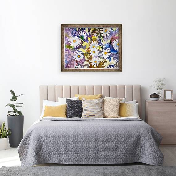 Tablou inramat - Neela Pushparaj - Margarete albe, 60 x 80 cm - 3- Roveli
