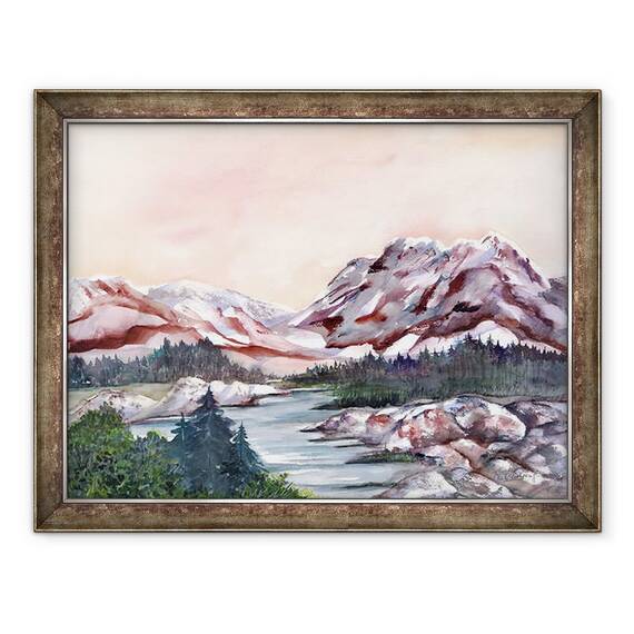 Tablou inramat - Neela Pushparaj - Rocky Hills si apa., 60 x 80 cm - - Roveli