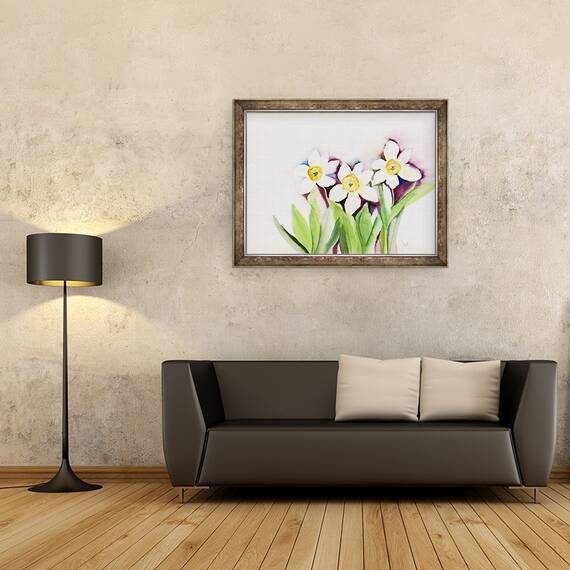 Tablou inramat - Neela Pushparaj - Trei narcise, 60 x 80 cm - 2- Roveli