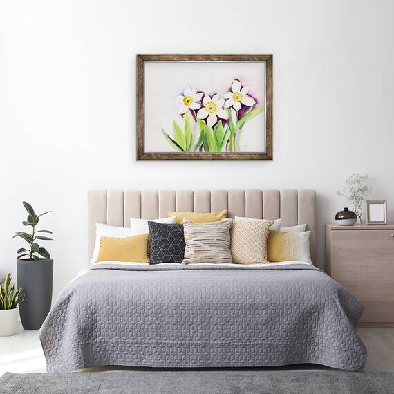 Tablou inramat - Neela Pushparaj - Trei narcise, 60 x 80 cm - 3- Roveli