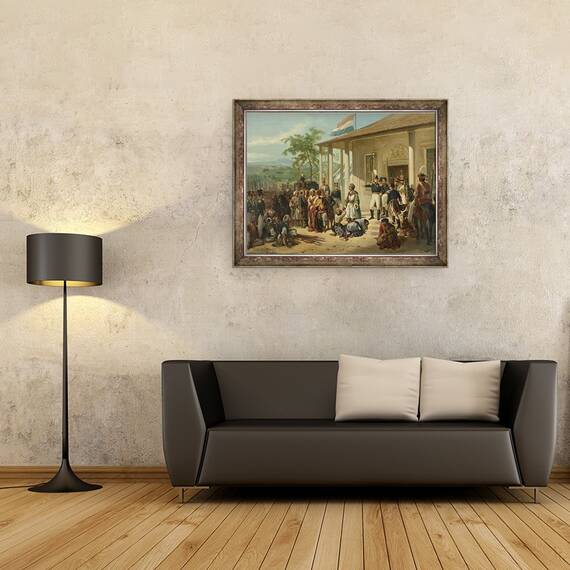Tablou inramat - Nicholas Pieneman - Arestarea lui Diepo Negoro de catre general-locotenent Baron De Kock, 60 x 80 cm - 2- Roveli