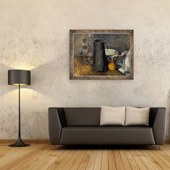 Tablou inramat - Paul Cezanne - Natura moarta cu carafa, Lapte Can, Bowl si Portocaliu, 60 x 80 cm - 2- Roveli