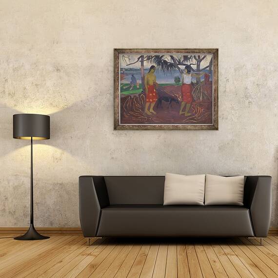 Tablou inramat - Paul Gauguin - Sub Pandanus I Raro te Oviri, 60 x 80 cm - 2- Roveli