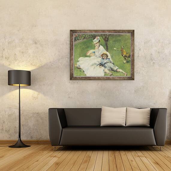 Tablou inramat - Pierre Auguste Renoir - Madame Monet si Fiul ei, 60 x 80 cm - 2- Roveli