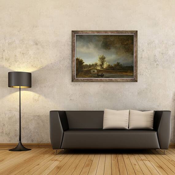 Tablou inramat - Rembrandt Harmensz van Rijn - Peisaj cu un pod de piatra, 60 x 80 cm - 2- Roveli