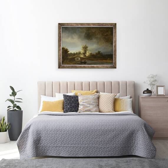 Tablou inramat - Rembrandt Harmensz van Rijn - Peisaj cu un pod de piatra, 60 x 80 cm - 3- Roveli