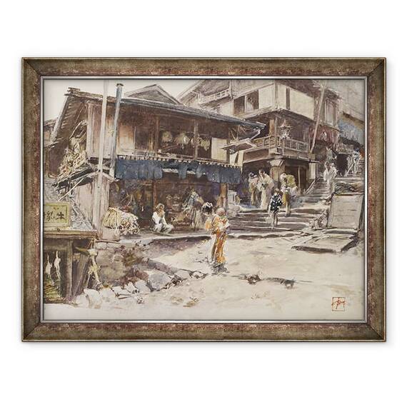 Tablou inramat - Robert Frederick Blum - O strada in Ikao, Japonia I, 60 x 80 cm - - Roveli