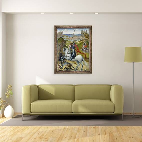 Tablou inramat - Rogier van der Weyden - Sfantul Gheorghe si Dragonul, 60 x 80 cm - 2- Roveli