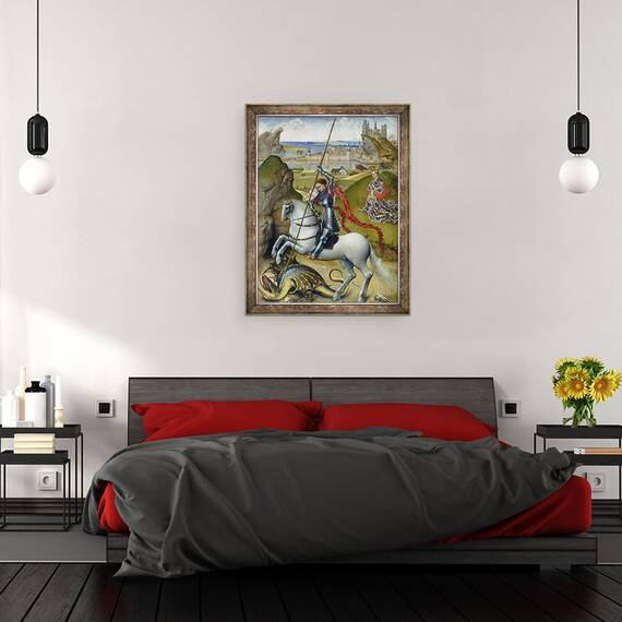 Tablou inramat - Rogier van der Weyden - Sfantul Gheorghe si Dragonul, 60 x 80 cm - 3- Roveli
