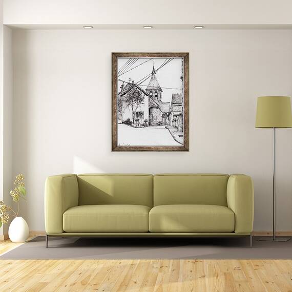 Tablou inramat - Vincent Alexander Booth - Biserica din Laignes Franta, 2007, 60 x 80 cm - 2- Roveli