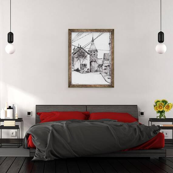 Tablou inramat - Vincent Alexander Booth - Biserica din Laignes Franta, 2007, 60 x 80 cm - 3- Roveli