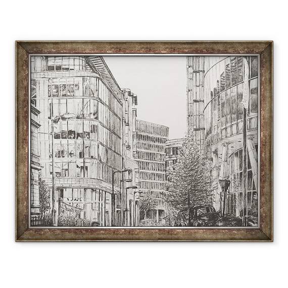 Tablou inramat - Vincent Alexander Booth - Manchester, Deansgate, vedere de la cafenea, 2010, 60 x 80 cm - - Roveli