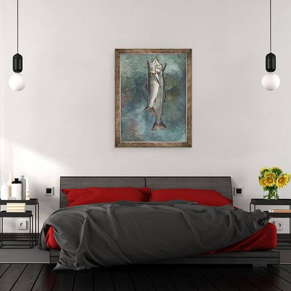 Tablou inramat - Winslow Homer - Doi pastravi, 60 x 80 cm - 3- Roveli