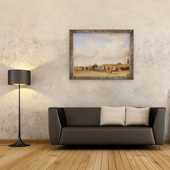 Tablou inramat - Adriaen van de Velde - Caruta nobila pe plaja la Scheveningen, 60 x 80 cm - 2- Roveli
