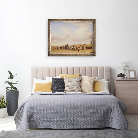 Tablou inramat - Adriaen van de Velde - Caruta nobila pe plaja la Scheveningen, 60 x 80 cm - 3- Roveli
