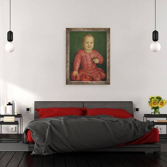 Tablou inramat - Agnolo di Cosimo Bronzino - Portretul lui Giovanni de Medici ca un copil, 60 x 80 cm - 3- Roveli