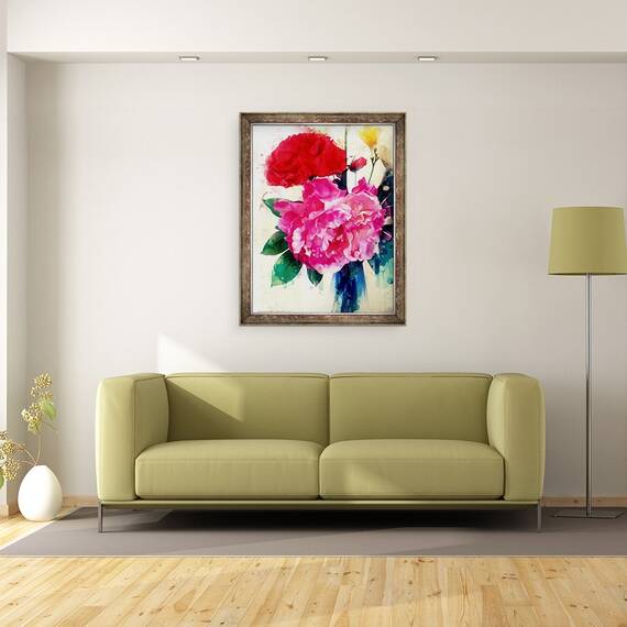 Tablou inramat - AlyZen Moonshadow - Bujor si mac, 60 x 80 cm - 2- Roveli