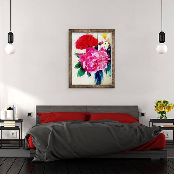 Tablou inramat - AlyZen Moonshadow - Bujor si mac, 60 x 80 cm - 3- Roveli