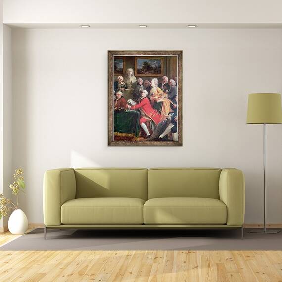 Tablou inramat - Anicet-Charles Lemonnier - O serata la casa doamnei Geoffrin detaliu al lui Lekain si domnisoarei Clairon, 60 x 80 cm - 2- Roveli