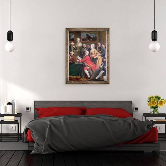 Tablou inramat - Anicet-Charles Lemonnier - O serata la casa doamnei Geoffrin detaliu al lui Lekain si domnisoarei Clairon, 60 x 80 cm - 3- Roveli