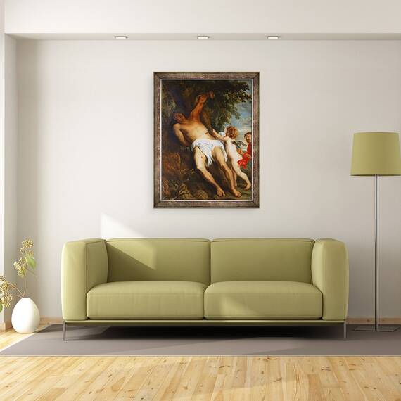 Tablou inramat - Anthony van Dyck - Sfantul Sebastian salvat de ingeri, 60 x 80 cm - 2- Roveli