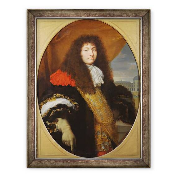 Tablou inramat - Charles Le Brun - Portretul lui Ludovic al XIV-lea 1638-1715, rege al Frantei si al Navarei, in fata Tuileries, c. 1643, 60 x 80 cm - - Roveli