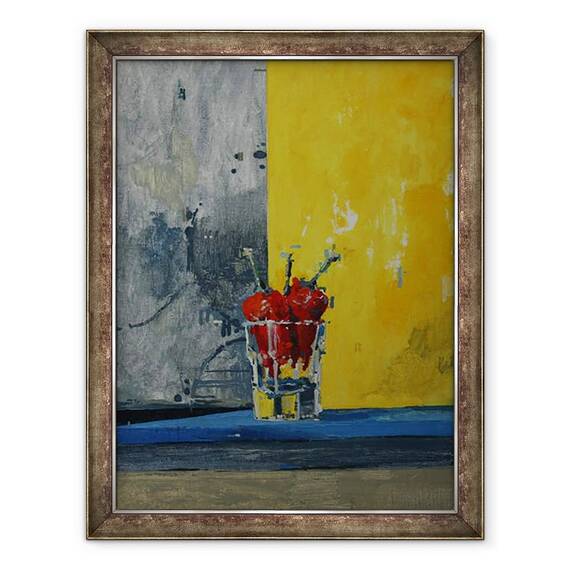 Tablou inramat - Charlie Millar - Ardei iute intr-un pahar, 60 x 80 cm - - Roveli