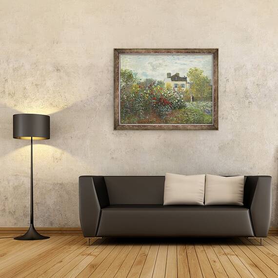Tablou inramat - Claude Monet - Gradina Artistului din Argenteuil Un colt al gradinii cu dalii, 60 x 80 cm - 2- Roveli