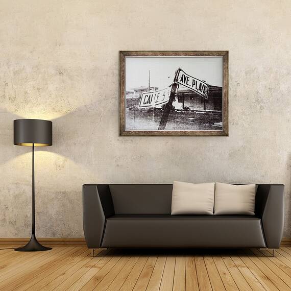 Tablou inramat - David Studwell - Semnul strazii alb-negru, 60 x 80 cm - 2- Roveli