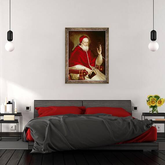 Tablou inramat - El Domenico Theotocopuli Greco - Portretul Papei Pius al V-lea 1504-1572, 60 x 80 cm - 3- Roveli