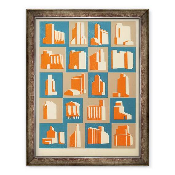 Tablou inramat - Eliza Southwood - Silozuri de cereale, 60 x 80 cm - - Roveli