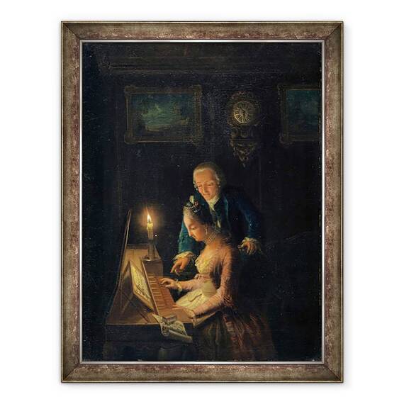 Tablou inramat - Emanuel Handmann - Lectia de muzica, 60 x 80 cm - - Roveli