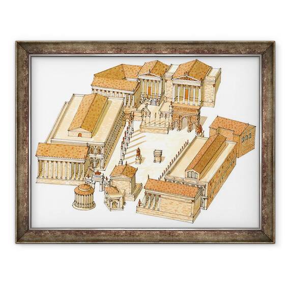 Tablou inramat - Fernando Aznar Cenamor - Forumul Imperial. Roma. Vedere aeriana, 60 x 80 cm - - Roveli