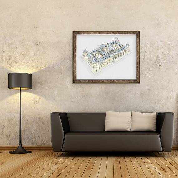 Tablou inramat - Fernando Aznar Cenamor - Palatul Regal din El Pardo. Madrid, 60 x 80 cm - 2- Roveli