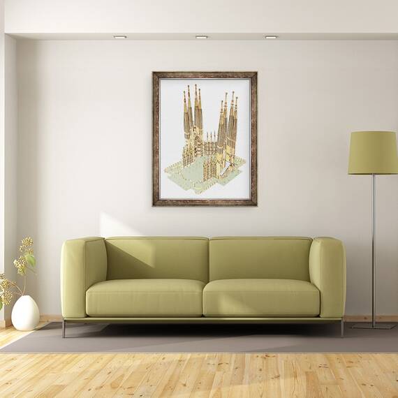 Tablou inramat - Fernando Aznar Cenamor - Sfanta familie, Antonio Gaudi. Barcelona, 60 x 80 cm - 2- Roveli