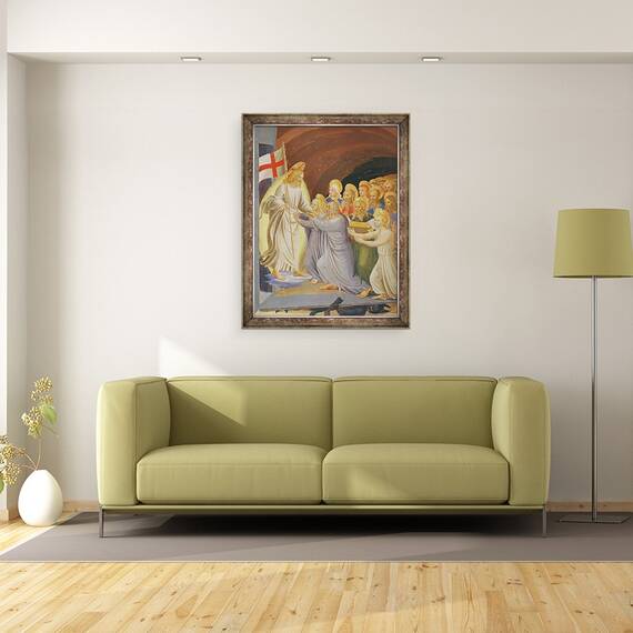 Tablou inramat - Fra Angelico - Scene din viata lui Hristos, al treilea panou reprezentand coborarea in Limo detaliu al grupului inaintea lui Hristos, 60 x 80 cm - 2- Roveli