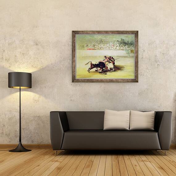 Tablou inramat - Francisco Jose de Goya y Lucientes - Caderea unui Picador de la calul sau sub un taur, 60 x 80 cm - 2- Roveli
