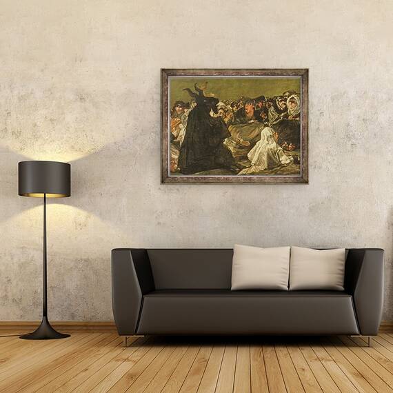 Tablou inramat - Francisco Jose de Goya y Lucientes - Sabatul vrajitoarelor sau Marele He-Capra una dintre Picturile negre, 60 x 80 cm - 2- Roveli