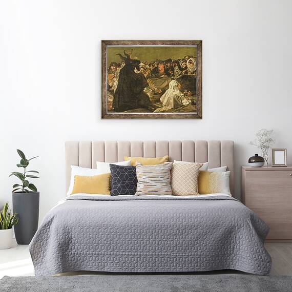 Tablou inramat - Francisco Jose de Goya y Lucientes - Sabatul vrajitoarelor sau Marele He-Capra una dintre Picturile negre, 60 x 80 cm - 3- Roveli