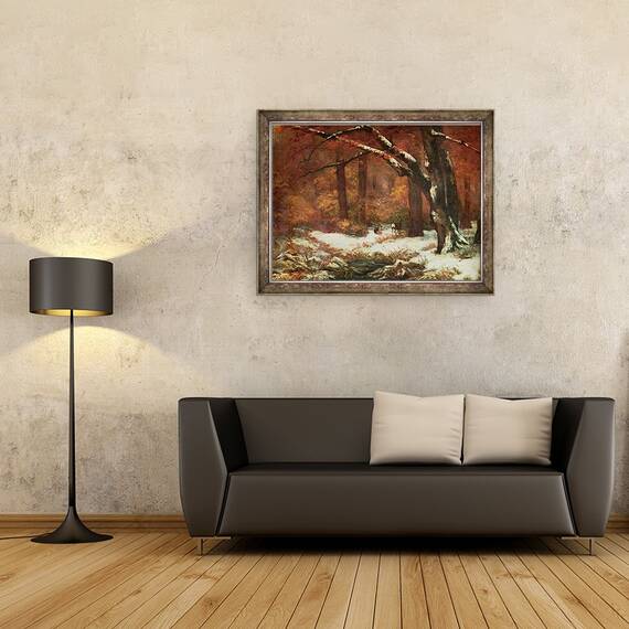 Tablou inramat - Gustave Courbet - Caprioara se retrage, 60 x 80 cm - 2- Roveli