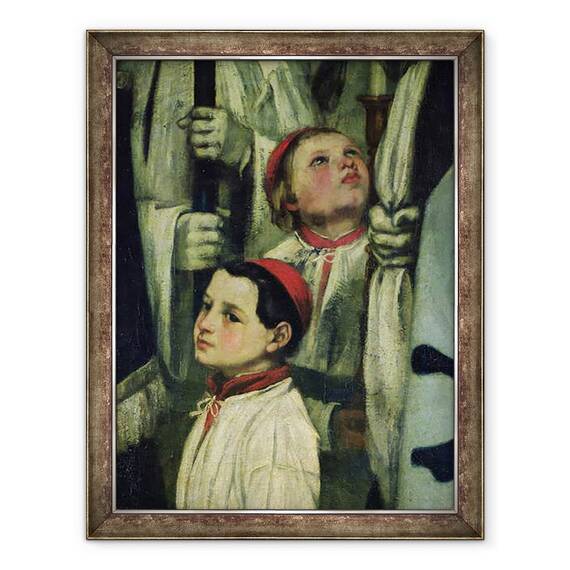 Tablou inramat - Gustave Courbet - O inmormantare la Ornans detaliu al unui baiat de cor, 60 x 80 cm - - Roveli