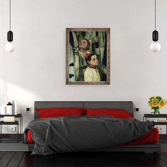 Tablou inramat - Gustave Courbet - O inmormantare la Ornans detaliu al unui baiat de cor, 60 x 80 cm - 3- Roveli