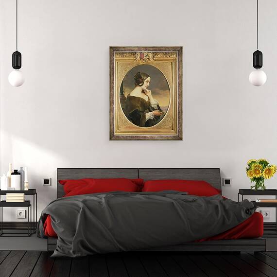 Tablou inramat - Henri Lehmann - Portretul Contesei Marie dAgoult, 60 x 80 cm - 3- Roveli