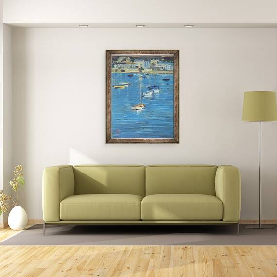 Tablou inramat - Jennifer Wright - Salcombe, Dimineata spumanta, 60 x 80 cm - 2- Roveli